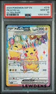 Pikachu ex - 219/191 - PSA 10 - Surging Sparks - Tarjeta Pokémon graduada - Imagen 1 de 3