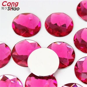 Colorful Acrylic Rhinestone 20Pcs 25mm Round Flat Back Bead Crystal Dress Beads - Picture 1 of 25