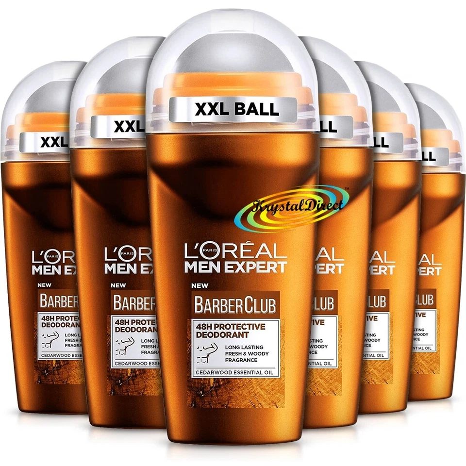L'OREAL 6x Loreal Men Expert Barber Club Deodorant Roll On Cedarwood Fragrance 50ml