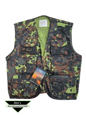 Kinder Weste Tarnweste Camouflage Armee Outdoor flecktarn Gr.122/128 Neu NO5 - Bild 1 von 2