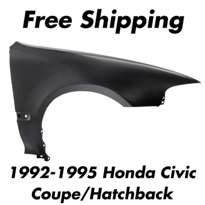 Front Fender Primed Steel Right Side For 1992-1995 Honda Civic Coupe/Hatchback - Image 1 of 2