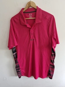 Oakley Hydrolix Golf Polo Shirt Xl 44 Chest Pink Black Fade Panels Regular Fit - Picture 1 of 16