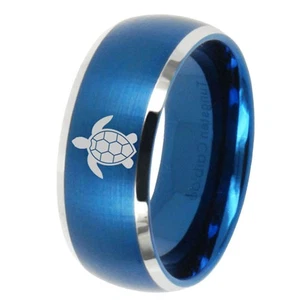 Turtle Tungsten Wedding Band For Men Unique Men's Wedding Rings - Picture 1 of 19