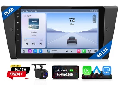 安卓 自动 13 6+64 9 英寸 QLED 汽车 立体声 CarPlay 收音机 GPS WiFi 适用于宝马 E90-93 M3 — 第 1/4 张图片