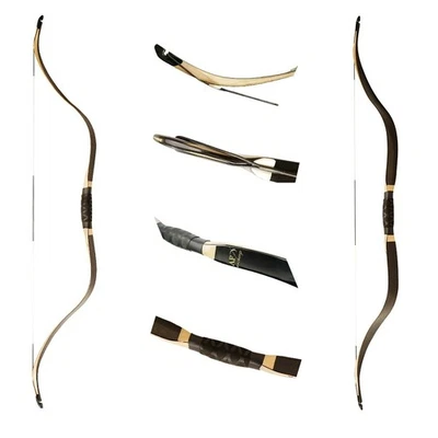 AF Archery 52'' Traditional Black Tatar Recurve Bow - Handmade Horse Bow 45lbs - Image 1 of 4