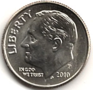 2010 P Clad ROOSEVELT DIME in BRILLIANT UNCIRCULATED CONDITION  stk 10-1 - Picture 1 of 4