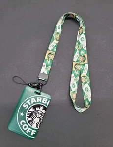 Starbucks Keychain Lanyard ID Badge Holder Green & White Siren Logo 34" - Picture 1 of 9