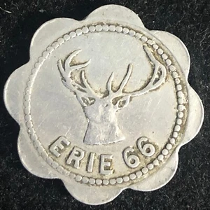 "Erie 66" 5c Cent Check (Elk's) Scalloped Aluminum Token 28mm w/Buck Head Scarce - Picture 1 of 3