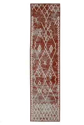 Trellis Bohemian Runner - 2'x8' Rust, Moroccan Faded Transitional Area Rug - 511 - Image 1 of 4