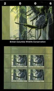 BRITISH COLUMBIA  #12 2006 SCREECH OWL CONSERVATION STAMP MINI SHEET IN FOLDER - Picture 1 of 1
