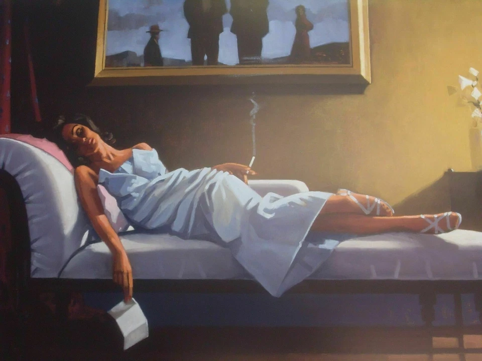 JACK VETTRIANO LA LETRA GRANDE 20X30 PULGADAS ENMARCADO LIENZO ARTE DE PARED CUBIERTA DECO Foto 1 de 1