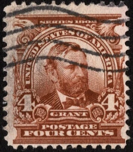 US Stamp Scott # 303 - 4 Cents Brown Ulysses S. Grant Issue w/ Flag Cancel F-VF - Picture 1 of 1