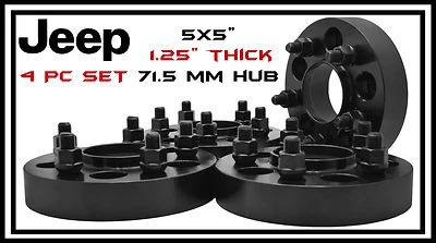 4 Jeep Wrangler Jk 5x5 Sahara Rubicon Sport | 1.25" Thick | Black Wheel Spacers - Image 1 of 4