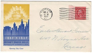 ESTADOS UNIDOS 1937 Cubierta muy fina de Chicago a Chicago #USC14 - Imagen 1 de 1