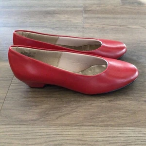 Soft Style By Hush Puppies Women's Red Leather Low Heel Pumps Size  9.5W - Picture 1 of 11