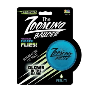 The Zooming Saucer Rubber Disc Glows in the Dark Floats Flies Toy BLUE OR PURPLE - Picture 1 of 3