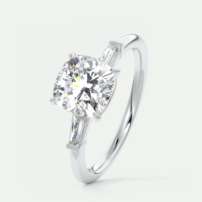 18k White Gold Women Ring Lab Grown Cushion 2.30 Carat IGI Certified Diamond - Image 1 of 4