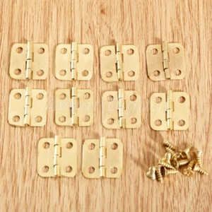 50pc Gold Tone Mini Door Hinges Jewelry Box Dolls House Cabinet Hinges & Screws - Picture 1 of 9
