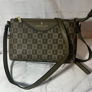 NWT London Fog Olive Addison Tower Signature Print Crossbody - Picture 1 of 6