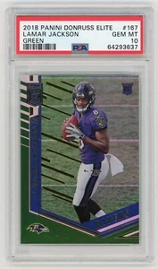 2018 PANINI DONRUSS ELITE LAMAR JACKSON #167 GREEN ROOKIE CARD PSA 10 Gem Mint - Picture 1 of 2