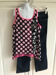 Pre-Owned Young Girls Fade Glory Jeans size 10/12 with Justice Shirt Size 16 - Picture 1 of 8