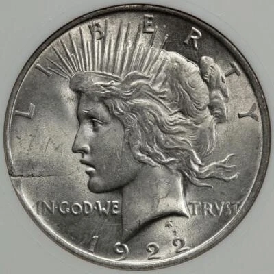 1922 ANACS MS63 Cracked Planchet Silver Peace Dollar Mint Error Very Rare - Image 1 of 4