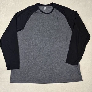 Old Navy Mens XL Raglan Long Sleeve Baseball Tee Black Gray Athleisure Casual - Picture 1 of 9