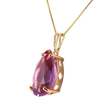 14K. SOLID GOLD NECKLACE WITH NATURAL AMETHYST (Yellow Gold) - Image 1 of 4