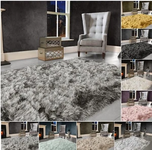 Modern Large Extra Thick 9cm High Pile SHAGGY Floor RUG with SPARKLE SHIMMER - Picture 1 of 70