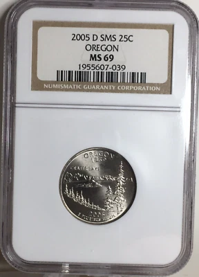 2005-D Oregon State Quarter NGC SP69 MS69 Satin.   Free Ship  #607-039 - Image 1 of 3