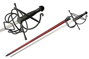 43.25" Red Moon Rapier Sword Stainless Steel Leather Wrapped Handle - Picture 1 of 5