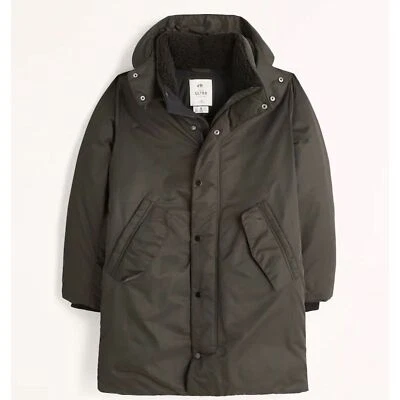 Parka Ultra Grande ABERCROMBIE & FITCH Hombres NUEVA $280 Verde Oliva Nylon Con Capucha Foto 1 de 4