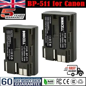 2× BP-511 Battery for Canon EOS 5D BP-511A 10D 20D 30D 40D 50D 300D G3 G5 Camera - Picture 1 of 11