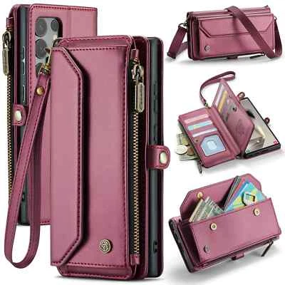 Crossbody for Samsung Galaxy S24 S23 Ultra S22 S21 S20 Case Wallet Card Holder - Image 1 of 4