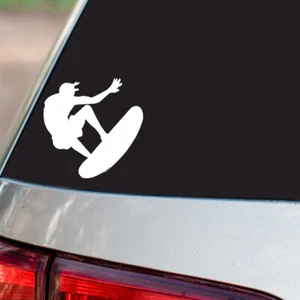 Surf Sticker Surfing Watersports S6 all chrome & regular vinyl colors - Picture 1 of 2