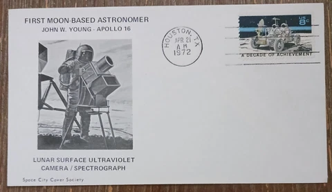 04-21-1972 HOUSTON TX ,1st MOON -BASED ASTRONOMER JOHN W. YOUNG APOLLO 16 SPACE Cover