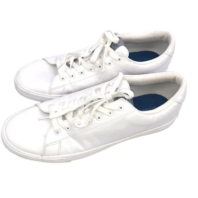 H & M разделенный мужской искусственной кожи белые туфли кроссовки 11,5 низкий верхний шнурует вверх - Изображение 1 из 4