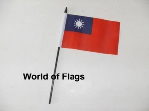 TAIWAN FLAG 6" x 4" SMALL HAND WAVING Taiwanese Craft Table Desk Top Display - Picture 1 of 1