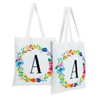 2 Pcs 29 Women Reusable Canvas Shoulder Tote Bag For Grocery Shopping Letter A