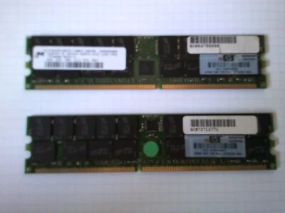 HP 4GB 2 X2GB 373030-851 PC3200R DDR PC3200 CL3 ECC Micron MT36VDDF25672Y-40BF3 - Image 1 of 4