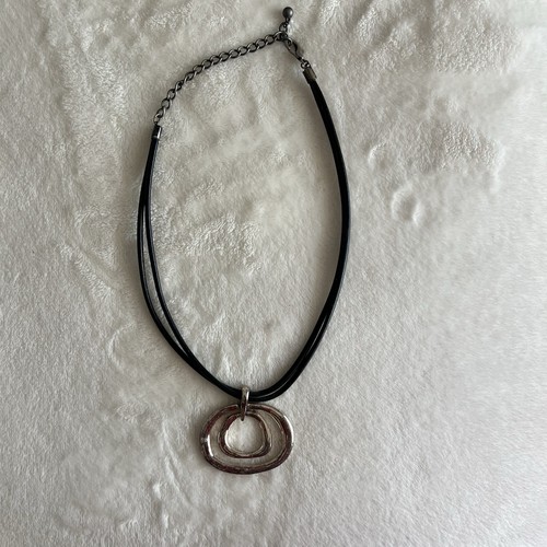 VETEMENTS Chicos Tono Argento Due Anelli Bernadette Cordino Ciondolo Chiusura Aragosta Estensore 16”