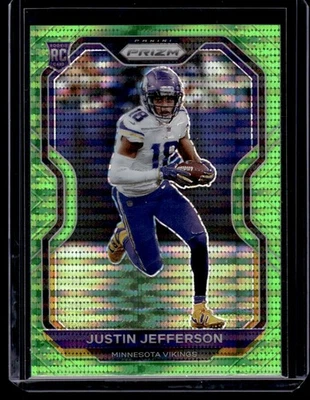 2020 Panini Prizm Green Pulsar Justin Jefferson RC #398 - Image 1 of 2