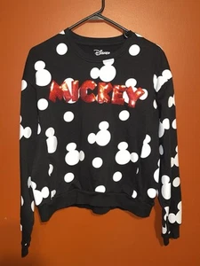 Disney Mickey Mouse Sequin Sweatshirt Youth XL 15-17 Long Sleeve Pullover Black - Picture 1 of 5