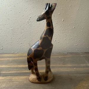 Carved Olive Wood African Animal Giraffe Folk Art Figurine Sculpture - Picture 1 of 5