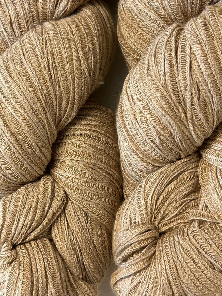 Lot 2 SOFT Skein Peruvian Cotton RIBBON Yarn w/Nylon 7.2oz 204gr 3036 Camel C — 第 1/4 张图片
