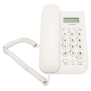 Corded Telephone Landline ABS Material Predial Caller ID Home Use Bank White - Zdjęcie 1 z 12