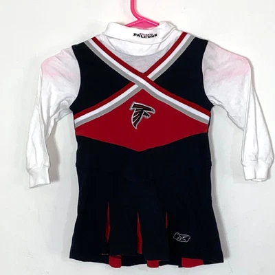 NFL Atlanta Falcons Traje de Animadoras Rojo Blanco Negro 3T Logo Bordado Foto 1 de 4