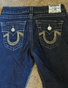 True Religion Jeans Women’s Size 28 Bootcut Flap Pockets Gold Embroidery - Picture 1 of 11
