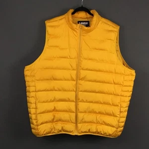 Lands' End Vest Mens 3XL Tall Yellow Down Puffer Quilted Full Zip Insulated - Picture 1 of 11