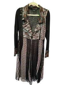 Cárdigan largo plumero Dor Couture crochet y tejido tonos marrones boho/arte talla mediana - Imagen 1 de 20